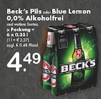 Aktuelles Pils oder Blue Lemon 0,0% Alkoholfrei Angebot bei TOP Getränke in Mönchengladbach ab 4,49 €