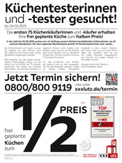 Aktueller XXXLutz Möbelhäuser Friedrichshafen Prospekt "Küchentesterinnen und -tester gesucht!" mit 1 Seite