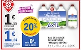 Eau de source de montagne "marque repere" en promo à 1,24 € chez E.Leclerc Eau de source de montagne "marque repere" dans le catalogue E.Leclerc
