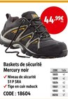 Baskets de sécurité Mercury noir - site en promo chez Screwfix Calais à 44,99 €