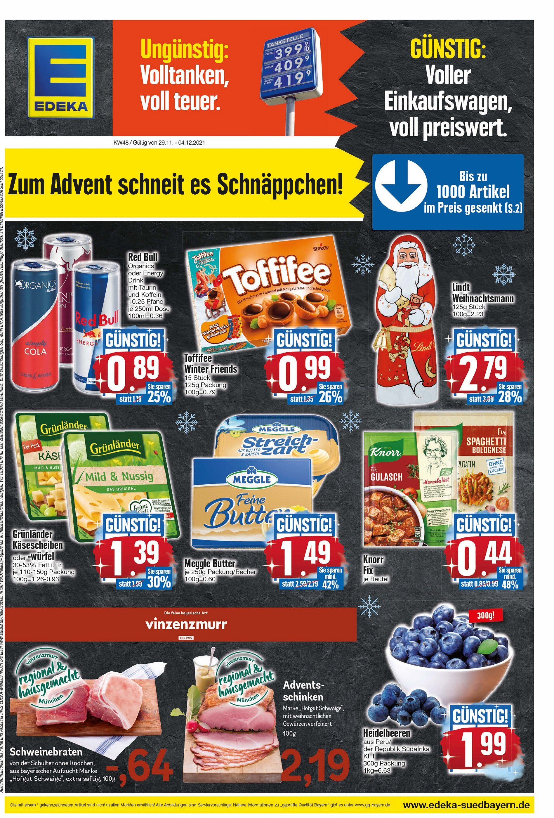EDEKA Prospekt für Murnau mit 20 Seiten EDEKA Prospekt für Murnau: "Zum Advent schneit es Schnäppchen!", 20 Seiten, 29.11.2021 - 04.12.2021