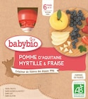 Gourde pomme myrtille fraise - Babybio en promo chez NaturéO Gourde pomme myrtille fraise - Babybio dans le catalogue NaturéO