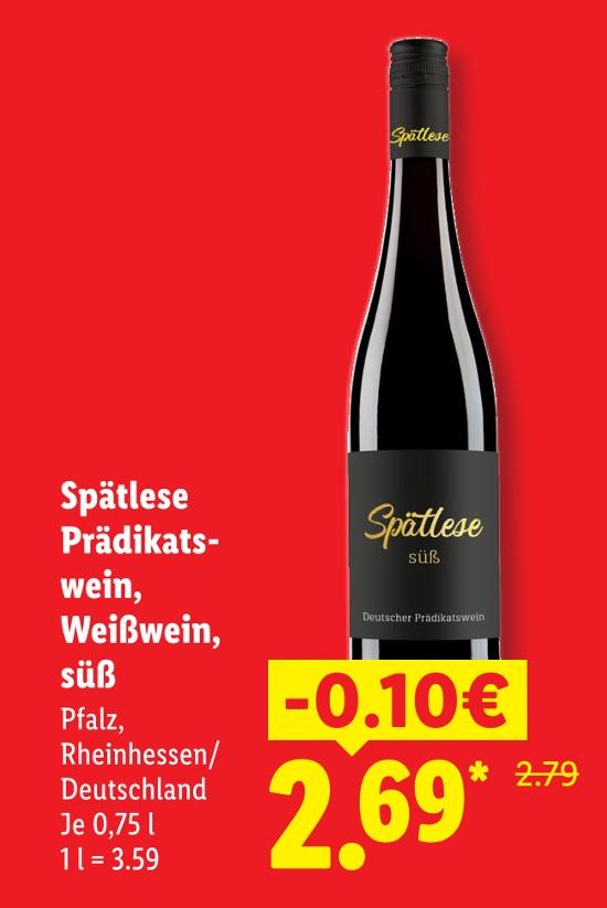 Spätlese Prädikatswein, Weißwein, süß