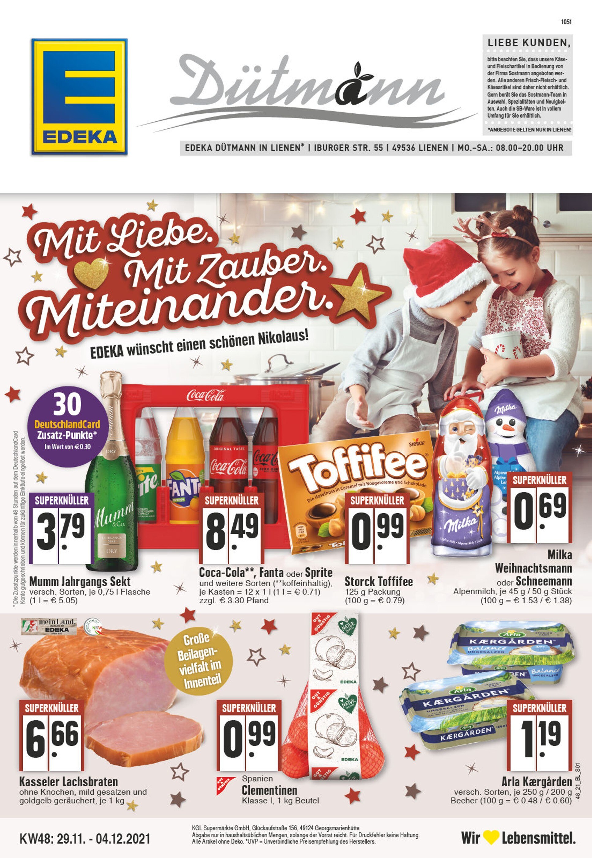 EDEKA Prospekt für Lengerich mit 24 Seiten EDEKA Prospekt für Lengerich: "Aktuelle Angebote", 24 Seiten, 29.11.2021 - 04.12.2021