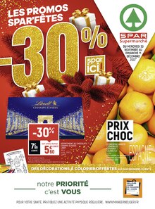 Catalogue Spar à Rillieux-la-Pape cette semaine, valable du 30/11/2022 au 11/12/2022 Prospectus Spar à Rillieux-la-Pape, "Les promos Spar'Fêtes", 8 pages de promos valables du 30/11/2022 au 11/12/2022