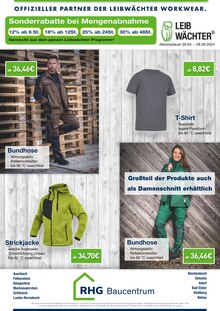 RHG Baucentrum Prospekt Offizieller Partner der Leibwächter Workwear. mit  Seiten in Steinberg und Umgebung