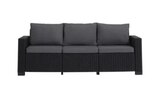 Salon de jardin gris 4 pièces imitation rotin avec coussins MOOREA en promo chez Brico Dépôt Reims à 299,00 €