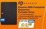 Externe HDD-Festplatte Expansion Portable Drive von Seagate im aktuellen expert Prospekt für 99,99 €