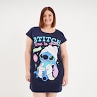 Chemise de nuit coton Stitch bleu marine femme grande taille à 17,99 € dans le catalogue La Halle