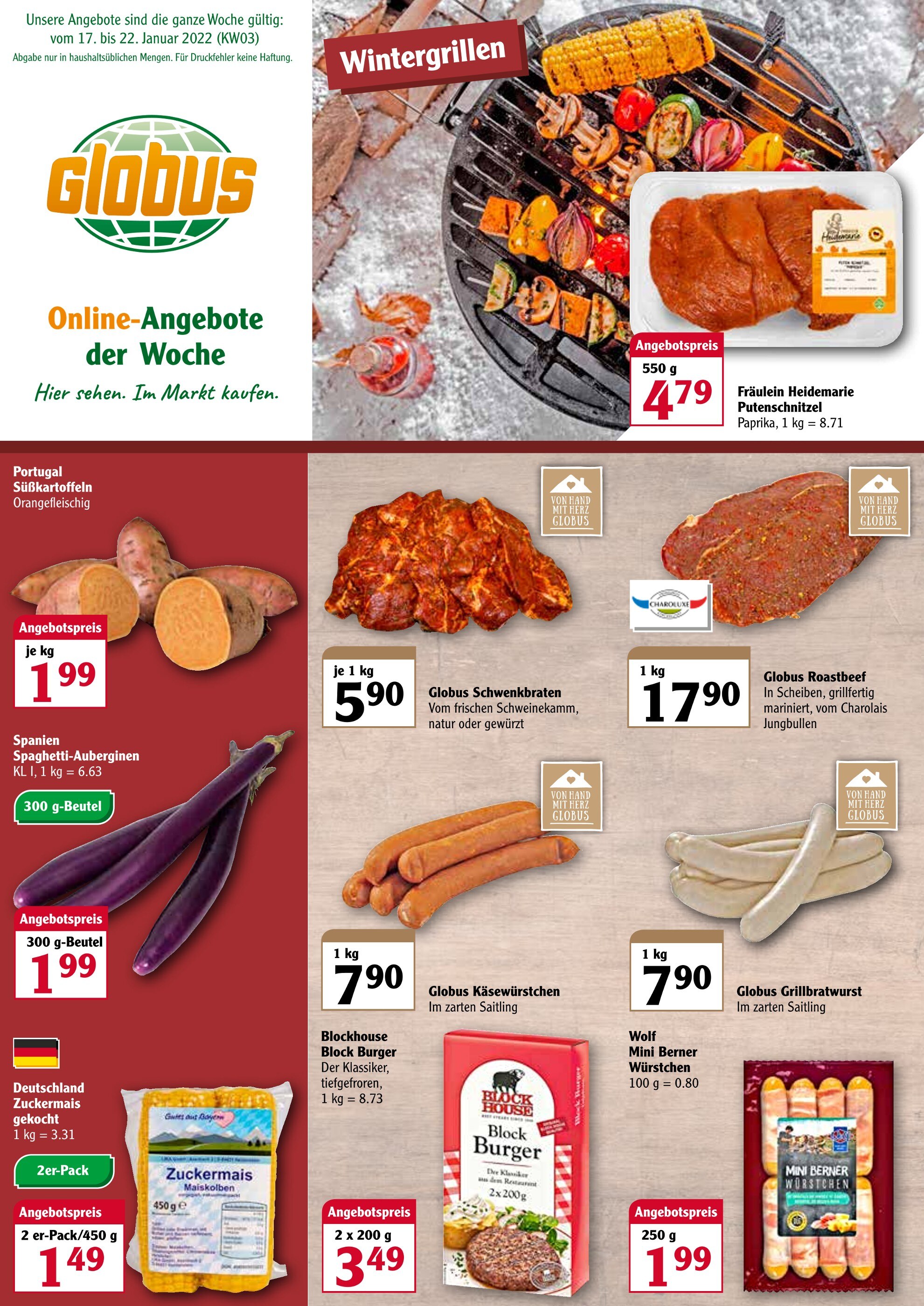 Globus Prospekt für Bruchsal mit 2 Seiten Globus Prospekt für Bruchsal: "Top Angebote", 2 Seiten, 17.01.2022 - 22.01.2022