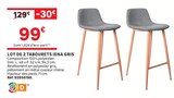 Lot de 2 tabourets Iena gris en promo chez Leroy Merlin Villemomble à 99,00 €