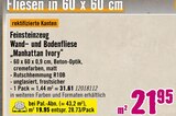 Aktuelle Fliesen Angebote bei Hornbach in Dresden Aktuelles Feinsteinzeug Wand- und Bodenfliese "Manhattan Ivory" Angebot bei Hornbach in Dresden ab 28,73 €