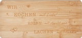 Bambusbrettchen mit Spruch "wir kochen mit Liebe" (28x13 cm) bei dm-drogerie markt im Ibbenbüren Prospekt für 3,95 €