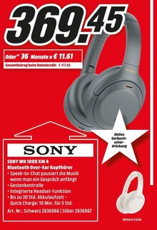 von SONY Bluetooth Over-Ear Kopfhörer WH 1000 XM 4 von SONY