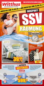 Matratze im aktuellen Witthus Heimtex-Fachmarkt GmbH Prospekt (Bremen) Matratze im Witthus Heimtex-Fachmarkt GmbH Prospekt "ENDSPURT! SSV RÄUMUNG" mit 10 Seiten (Bremen)