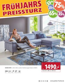 Wohnzimmer im Polstermöbel Fischer Prospekt "FRÜHJAHRS-PREISSTURZ" mit 38 Seiten (Karlsruhe)