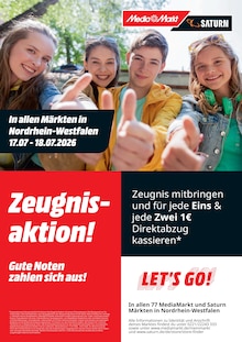 MediaMarkt Saturn Prospekt der KW 28 "Zeugnisaktion!" Aktueller MediaMarkt Saturn Prospekt "Zeugnisaktion!" Seite 1 von 1 Seiten