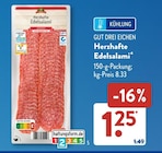 Herzhafte Edelsalami von Gut Drei Eichen im aktuellen ALDI SÜD Prospekt für 1,25 €