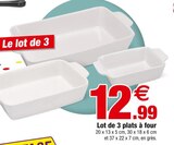 Le Lot de 3 plats à four en promo chez Bazarland La Rochelle à 12,99 €