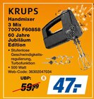 Handmixer 3 Mix 7000 F60858 60 Jahre Jubiläum Edition Angebote von KRUPS bei expert Ahaus für 47,00 €