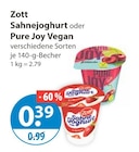 Sahnejoghurt oder Pure Joy Vegan von Zott im aktuellen V-Markt Prospekt für 0,39 €