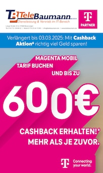 Telebaumann Prospekt Verlängert bis zum 03.03.2025: Mit Cashback Aktion richtig viel Geld sparen! mit  Seiten in Hofgeismar und Umgebung