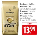 Kaffee Crema d’Oro Angebote von Dallmayr bei E center Göppingen für 13,99 €