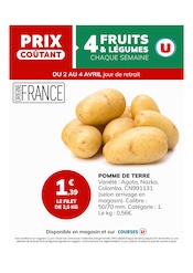 Prospectus Supermarchés Hyper U en cours à Gourgé et alentours, "PRIX COÛTANT 4 FRUITS & LÉGUMES CHAQUE SEMAINE", 1 page, 02/04/2026 - 04/04/2026 Catalogue Supermarchés Hyper U en cours à Gourgé et alentours, "PRIX COÛTANT 4 FRUITS & LÉGUMES CHAQUE SEMAINE", 1 page, 02/04/2026 - 04/04/2026