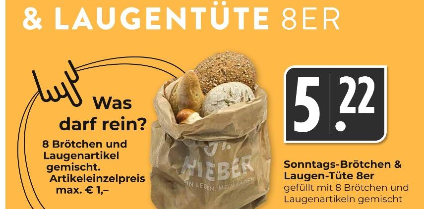 Sonntags-Brötchen & Laugen-Tüte 8er Angebote bei Hieber Lörrach für 5,22 €