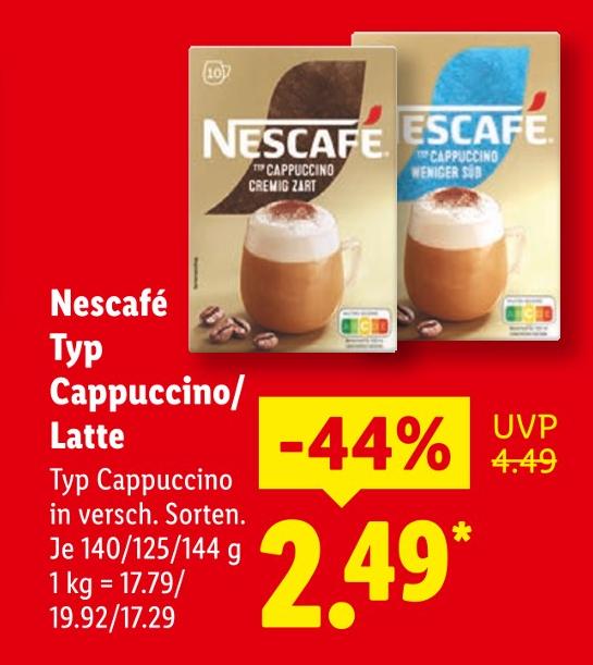 Typ Cappuccino Weniger Süß