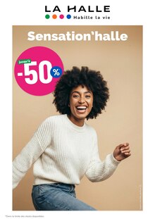 Catalogue La Halle de la semaine 44, "Sensation'halle", page 1, 22/10/2026 - 28/10/2026 Prospectus La Halle en cours, "Sensation'halle", page 1 sur 1