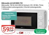 Mikrowelle mit Grill MWG 792 im Angebot bei GLOBUS in Hoyerswerda Mikrowelle mit Grill MWG 792 Angebote von Clatronic bei GLOBUS Hoyerswerda für 1,29 €