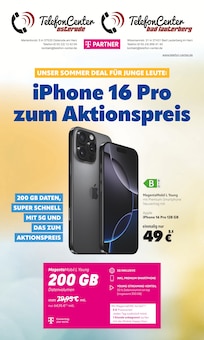 TelefonCenter Osterode Prospekt iPhone 16 Pro zum Aktionspreis mit 8 Seiten