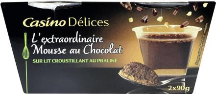 L’extraordinaire Mousse au Chocolat sur lit Croustillant au Praliné