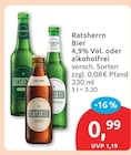 Bier 4,9% Vol. oder alkoholfrei von Ratsherrn im aktuellen budni Prospekt für 0,99 €