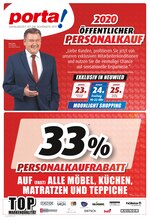 porta Möbel Prospekt "2020 ÖFFENTLICHER PERSONALKAUF ", 2 Seiten, für Niederbreitbach, 22.01.2020 - 25.01.2020 porta Möbel Prospekt "2020 ÖFFENTLICHER PERSONALKAUF ", 2 Seiten, für Niederbreitbach, 22.01.2020 - 25.01.2020