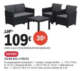 Salon bas 4 pièces - Keter - E.Leclerc à Bordeaux Salon bas 4 pièces - Keter en promo chez E.Leclerc Bordeaux à 109,00 €