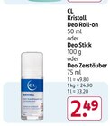 Kristall Deo Roll-on oder Deo Stick oder Deo Zerstäuber von CL im aktuellen Rossmann Prospekt