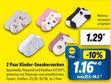 Aktuelles 2 Paar Kinder-Sneakersocken Angebot bei Lidl in Pforzheim ab 1,29 €