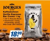 Aktuelles Kaffeebohnen Gorilla Espresso Bar Crema Angebot bei expert in Hof ab 18,99 €