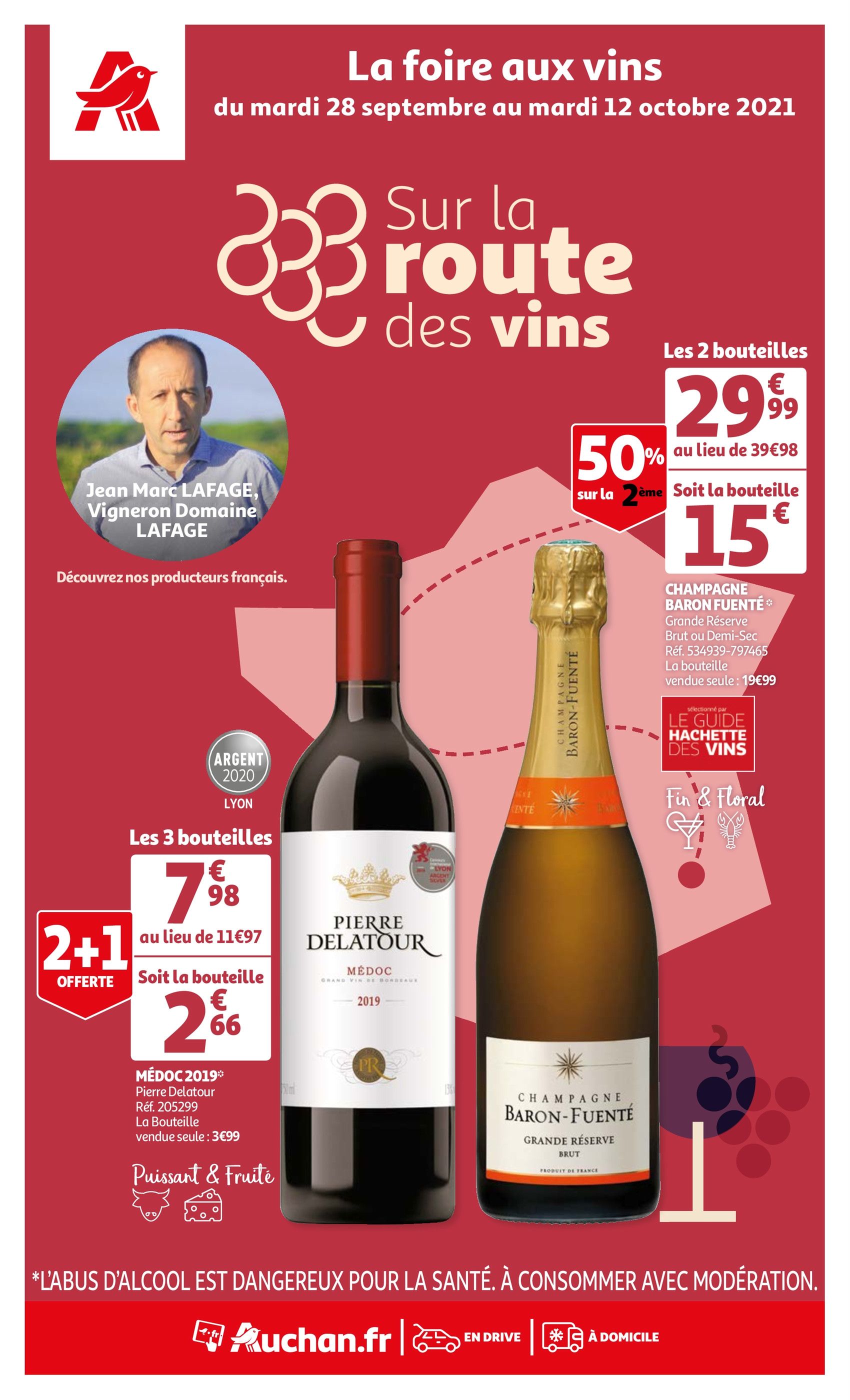 Catalogue Auchan à Lisses, avec 72 pages Prospectus Auchan à Lisses, "Sur la route des vins", 72 pages, 28/09/2021 - 12/10/2021