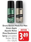 Made For Men Green Apple Aquatic Notes Moss Deodorant Spray Angebote von Bruno Banani bei E center Bruchsal für 3,49 €