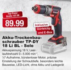 RHG Baucentrum Bernsbach - Akku-Trockenbauschrauber TP-DY 18 Li BL - Solo Angebot im Prospekt Akku-Trockenbauschrauber TP-DY 18 Li BL - Solo bei RHG Baucentrum im Bernsbach Prospekt für 89,99 €