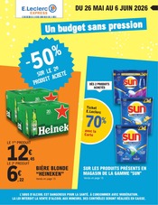 Promos Bière dans le catalogue "Un budget sans pression" de E.Leclerc Bière en promo dans le catalogue E.Leclerc à la page 1