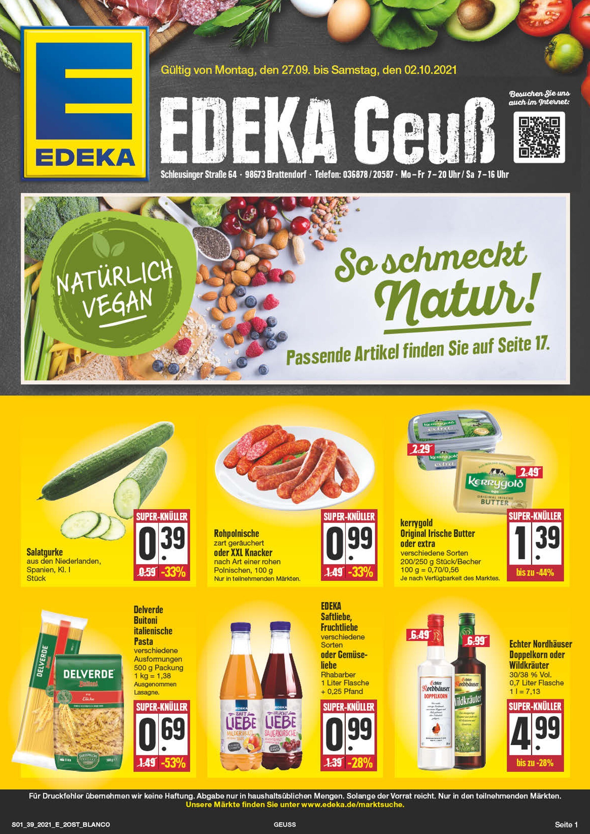 EDEKA Prospekt für Altenburg mit 28 Seiten EDEKA Prospekt für Altenburg: "Wir lieben Lebensmittel!", 28 Seiten, 27.09.2021 - 02.10.2021