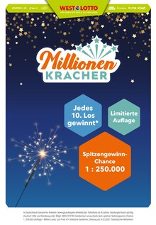 Westlotto Leverkusen Prospekt der aktuellen Woche, gültig von 23.11.2022 bis 03.12.2022 Aktueller Westlotto Leverkusen Prospekt "Millionen KRACHER" mit 3 Seiten