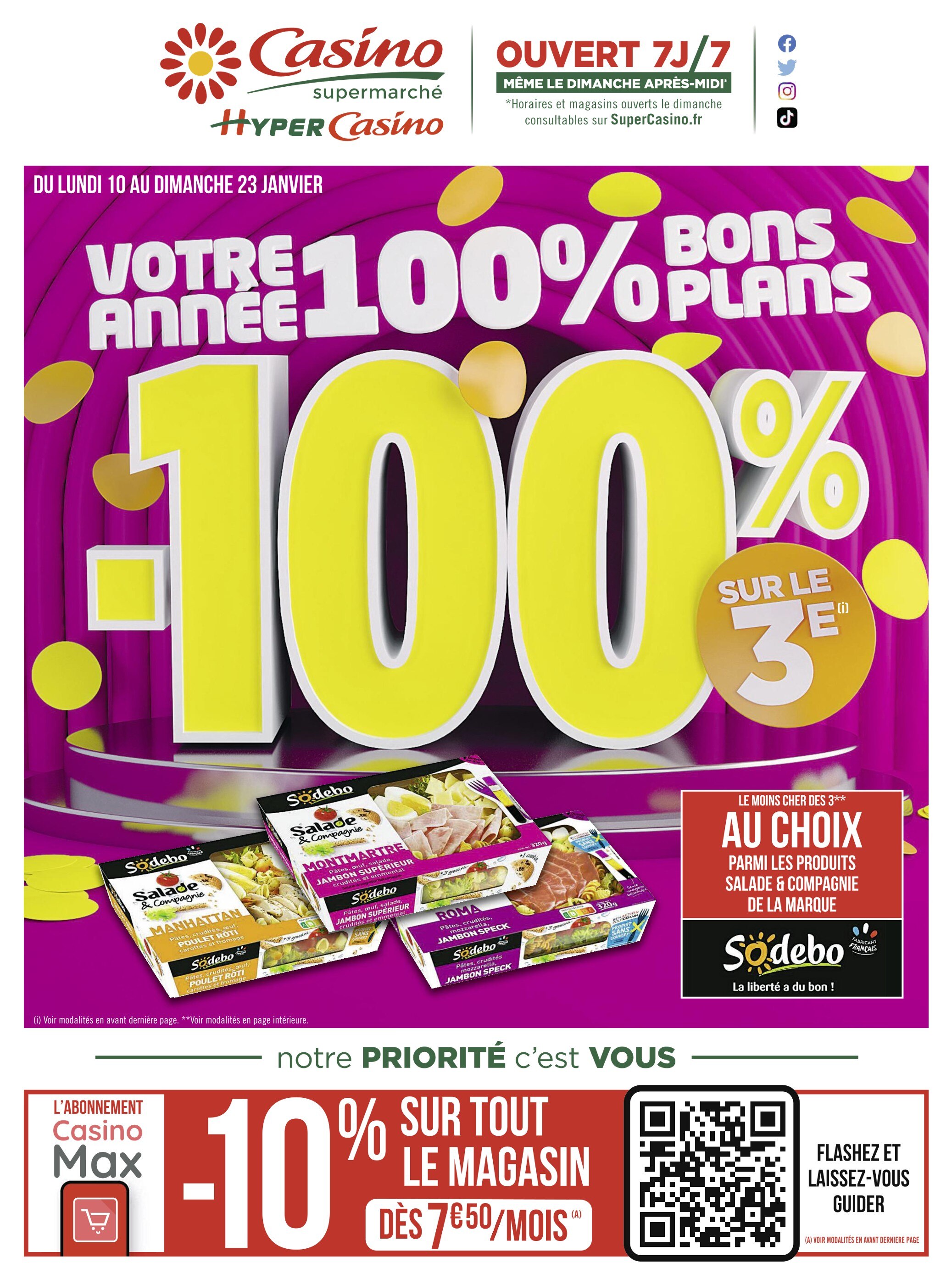 Catalogue Casino Supermarchés à Paris, avec 24 pages Prospectus Casino Supermarchés à Paris, "Votre année 100% bons plans", 24 pages, 10/01/2022 - 23/01/2022