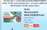 Aktuelles Waschmittel MAX POWER Pods Angebot bei V-Markt in Augsburg ab 8,49 €