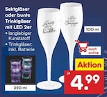 Sektgläser oder bunte Trinkgläser mit LED 2er für 4,99 € bei Netto Marken-Discount im Angebot Sektgläser oder bunte Trinkgläser mit LED 2er im aktuellen Netto Marken-Discount Prospekt