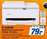 Multifunktionsdrucker PIXMA TS7550i im Angebot bei expert in Halberstadt Multifunktionsdrucker PIXMA TS7550i Angebote von Canon bei expert Halberstadt für 79,00 €